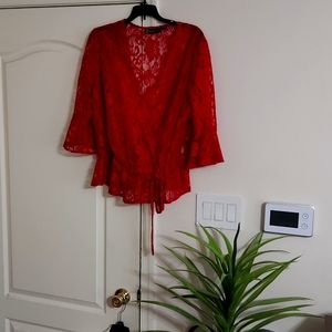 Red top and a pair of red pant bundle.  Top size L  and pants size tall 10.  $25